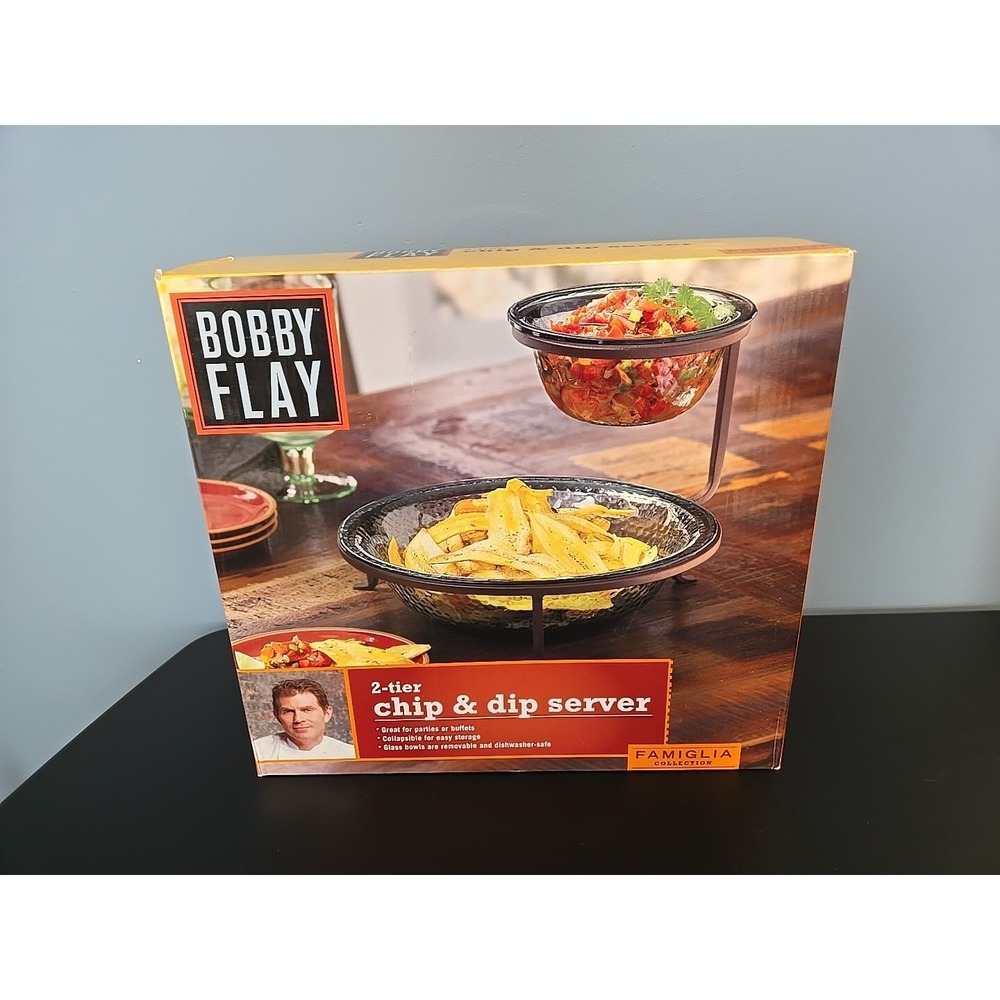 Bobby‎ Flay 2 Tier Chip & Dip Server 10" & 6" Diameter  8" Tall